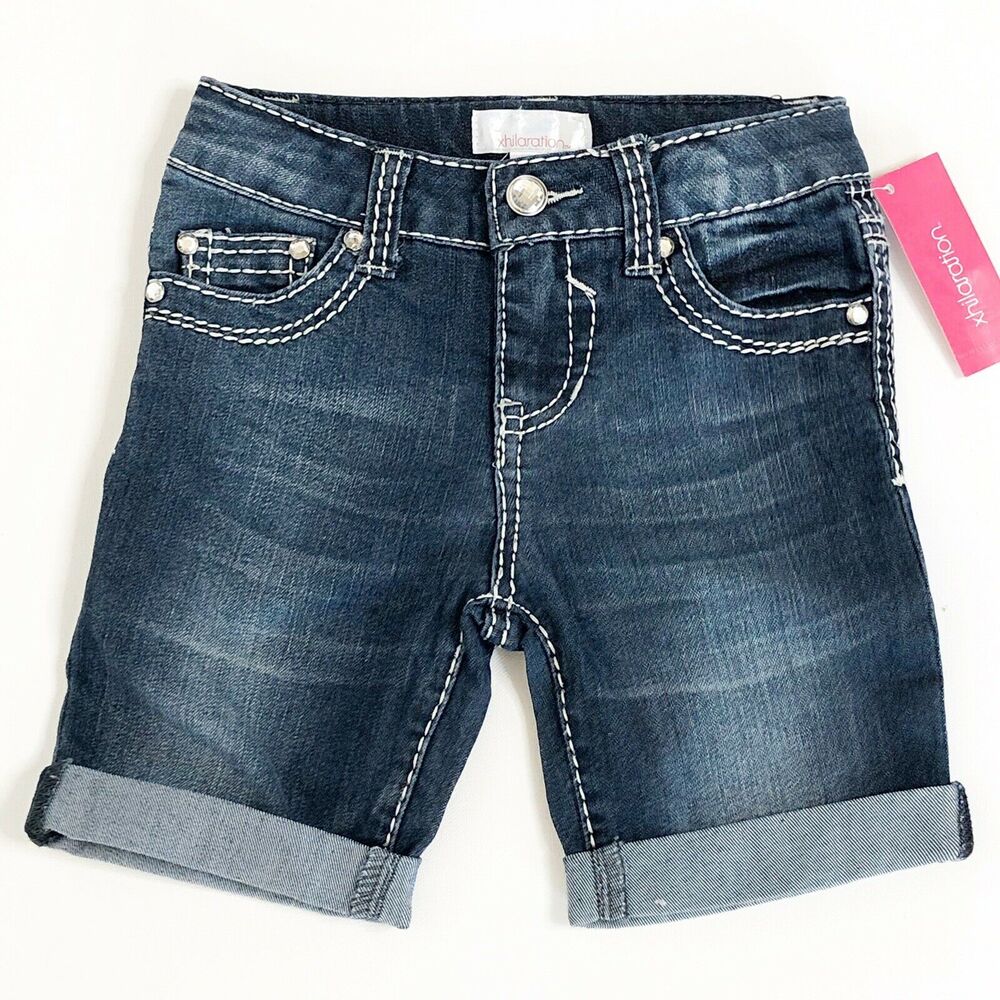 Xhilaration Girls Jean Shorts Size 4 / 5 Blue Jean Cuff Leg NEW